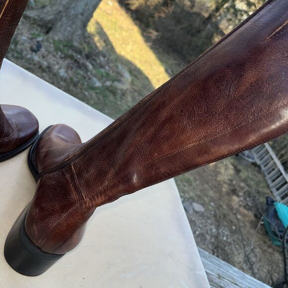 Vintage Civico 10 Brown Leather Riding Boots Women Sz 10 Braid Accent Side Zip - Picture 9 of 11